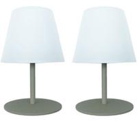 Lumisky Lampes de table LED TWINS Set de 2, sans fil, H16 cm, olive
