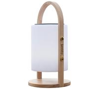 Lampe enceinte bluetooth sans fil poignée bois LED blanc/multicolore dimmable WOODY PLAY H37cm avec télécommande