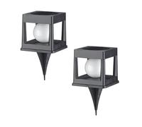 Lumisky Lot de 2 Balises Solaires à piquer ou à poser LED 2x CUBYA Blanc Chaud H21,5cm