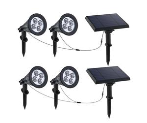 Lumisky Lot de 2 double spot solaire relié avec panneau solaire déporté 2 en 1 à piquer ou à fixer éclairage puissant LED blanc dimmable FAMILY SPIKY H38cm