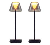 2 Lampes de table sans fil BEVERLY Noir H34cm 6