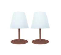 LUMISKY-Lot de 2 lampes IP54 coloris marron effet blanc chaud en métal Batimex - diamètre 10 x 16 cm