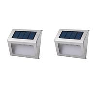 Lot de 2 projecteurs solaires 2x WALLY W8 Blanc Acier H10cm