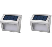 Lumisky Lot de 2 projecteurs solaires inox applique murale escalier balisage LED blanc WALLY H10cm