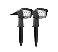 Lot de 2 spots solaires projecteur 2 en 1 à piquer ou à fixer rectangulaires éclairage puissant dimmable LED blanc CURTIS H 31.5cm