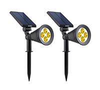 Lumisky Projecteurs solaires à LED Spiky – 200 lm, blanc chaud, étanche, 34 cm – Lot de 2