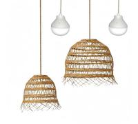 Lumisky Lot de 2 suspensions 2X HAWAII LONG NOMAD en poly rotin style bohème avec ampoule LED blanc/RGB nomade