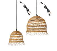 Lumisky Lot de 2 suspensions sur secteur pour l'extérieur 2X HAWAII LONG OUTDOOR CABLE en poly rotin style bohème 5m de longueur de câble
