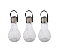 Lumisky Lot de 3 ampoules solaires verre craquelé à poser ou à suspendre micro LED blanc chaud CRACK EDISUN H22cm