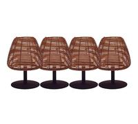 Lumisky Lot de 4 lampes de table sans fil en rotin naturel LED blanc chaud/blanc dimmable 4X BOHEME H25cm