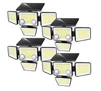 Lumisky Lot de 4 Spots Solaires à 4 Têtes Noires FAIRVIEW - Éclairage LED Puissant Blanc, Orientables avec Détecteur de Mouvement, Idéaux pour Sécuriser Jardin, Terrasse et Extérieur