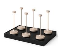 Lumisky Lot de 6 Lampe de table sans fil LED blanc chaud dimmable RUBY CREAM H25cm Beige avec plateau de chargement