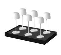 Lumisky Lot de 6 Lampe de table sans fil LED blanc chaud dimmable SOPHIA WHITE H28cm Blanc avec plateau de chargement