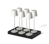 Lumisky Lot de 6 lampes de table touch sans fil en aluminium KELLYL WHITE LED blanc dimmable H38 cm avec plateau de chargement