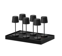 Lumisky Lot de 6 mini lampes de table touch sans fil en aluminium LED MINI BLACK blanc dimmable H22cm avec plateau de chargement