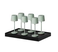 Lumisky Lot de 6 mini lampes de table touch sans fil en aluminium LED MINI OLIVE blanc dimmable H22cm avec plateau de chargement