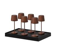 Lot de 6 mini lampes de table touch sans fil en aluminium LED MINI VINTAGE blanc dimmable H22cm avec plateau de chargement