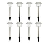 Lumisky Lot de 8 balises solaires inox à planter pour allée LED blanc ALESIA H39cm