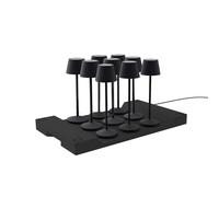 Lumisky Lot de 9 lampes de table sans fil LED blanc chaud dimmable EMILY BLACK H25cm avec plateau de chargement