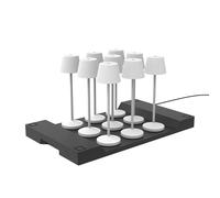 Lot de 9 lampes de table sans fil LED blanc chaud dimmable EMILY WHITE H25cm avec plateau de chargement