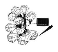 Lumisky Guirlande solaire MILY – cage diamant acier, 10 ampoules LED blanc chaud 3,90m Noir
