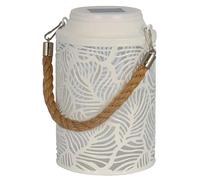 Lumisky Mini lanterne solaire blanche métal poignée corde effet ombre arc en en ciel LED blanc chaud MINI RAINBOW H 17.5cm