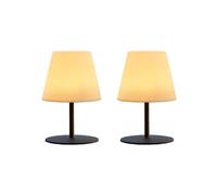 Pack de 2 Lampes de table sans fil - LUMISKY - TWINS - H16 cm - Pied en acier gris - LED blanc chaud et blanc