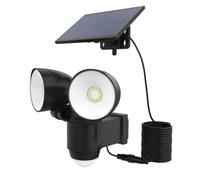 Lumisky Projecteur solaire deux têtes orientables éclairage puissant panneau solaire déporté LED blanc WALEE BLACK avec détecteur de mouvement H15,4cm