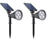 Lumisky Spot solaire projecteur 2 en 1 à piquer ou à fixer dimmable LED blanc SPIKY W34 H42cm (Lot de 2)