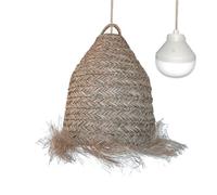 Lumisky Suspension ANAFI NOMAD en jonc de mer naturel style bohème avec ampoule LED blanc/RGB nomade