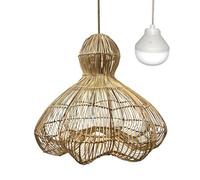 Lumisky Suspension RONDA NOMAD en rotin naturel style bohème avec ampoule LED blanc/RGB nomade