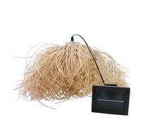 Lumisky Suspension solaire bohème naturel style vannerie tressée LED blanc chaud FROU FROU H30cm
