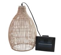 Lumisky Suspension solaire bohème naturel style vannerie tressée LED blanc chaud HOLIDAY H42cm
