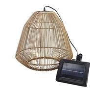 Lumisky Suspension solaire bohème naturel style vannerie tressée LED blanc chaud MAYA H39cm
