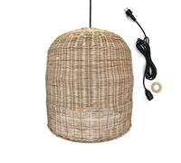 Lumisky Suspension sur secteur pour l'extérieur GIACOMO OUTDOOR CABLE en rotin naturel style bohème 5m de longueur de câble