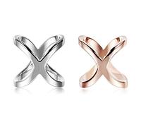 LumiSyne 2 Pièces Mode Broches Clip Foulard Elégant x Forme Or Argent Anneaux Clip Foulard En Soie Fermoir Pinces à Echarpe Foulard Boucle Pour Écharpes Châles Vêtements