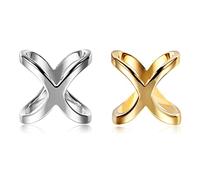 LumiSyne 2 Pièces Mode Broches Clip Foulard Elégant x Forme Or Argent Anneaux Clip Foulard En Soie Fermoir Pinces à Echarpe Foulard Boucle Pour Écharpes Châles Vêtements