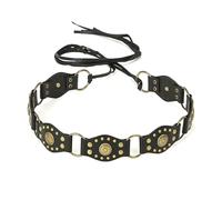 LumiSyne Ceinture Western Vintage Femmes Ceintures à Larges Disques Clouté à Rivets Style Lacets Ceinture En Cuir Concho Ceinture De Cowgirl Western Pour Jeans Pantalons Robes Accessoires y2k Grunge