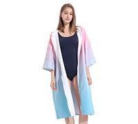 LumiSyne Changement Peignoir De Bain à Capuche, Imprimé Mode, Style Zippé, Séchage Rapide Microfibre, Léger Compacte Serviette De Sport, Surf Poncho, Poncho Plage, Serviette Poncho Natation Voyage