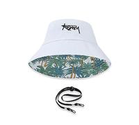 LumiSyne Chapeau De Pêcheur Réversible Unisexe Couleur Unie avec Lettres/Imprimé Style Hawaïen Bob Chapeau De Seau avec Jugulaire Détachable Pliable Coton Chapeau De Soleil pour Été Plage Voyage