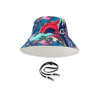LumiSyne Chapeau De Pêcheur Réversible Unisexe Couleur Unie avec Lettres/Imprimé Style Hawaïen Bob Chapeau De Seau avec Jugulaire Détachable Pliable Coton Chapeau De Soleil pour Été Plage Voyage