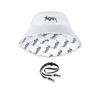 LumiSyne Chapeau De Pêcheur Réversible Unisexe Couleur Unie avec Lettres/Imprimé Style Hawaïen Bob Chapeau De Seau avec Jugulaire Détachable Pliable Coton Chapeau De Soleil pour Été Plage Voyage