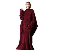 LumiSyne Couverture Avec Manches Pour Homme Femme Couverture Polaire Douillette Doux Chaud Flanelle Hiver Couverture TV Avec Manches Oversize Et Poches Plaid à Manche Pour Sofa Lit 150×180cm