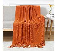 LumiSyne Couverture en tricot avec pompons respirante style nordique confortable et douce pour canapé, lit, chaise