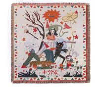 LumiSyne Couverture Plaid En Coton Tissé Avec Gland Style Ethnique Bohème Motif Géométrique Aztèque Navajo Jeté De Lit Jeté De Canapé Couvre-Lit Couverture De Camping Tapisserie Nappes Tapis 160x130cm