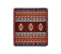 LumiSyne Couverture Plaid En Coton Tissé Avec Gland Style Ethnique Bohème Motif Géométrique Aztèque Navajo Jeté De Lit Jeté De Canapé Couvre-Lit Couverture De Camping Tapisserie Nappes Tapis 160x130cm