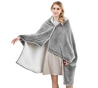 LumiSyne Couverture Portable Femme Couleur Unie Classique Couverture Poncho avec Boutons Extérieur Flanelle Intérieur Sherpa Châle Polaire Cape Doux Chaud Poncho Polaire Plaid pour Maison Bureau