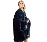 LumiSyne Couverture Portable Femme Couleur Unie Classique Couverture Poncho avec Boutons Extérieur Flanelle Intérieur Sherpa Châle Polaire Cape Doux Chaud Poncho Polaire Plaid pour Maison Bureau