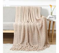 LumiSyne Couverture Tissée Franges Creux Tissage De Motifs en Chevron Style Nordique Simple Légère Doux Couverture De Voyage Jeté De Lit Plaid Décoratif pour Canapé Sofa Fauteuil