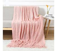 LumiSyne Couverture Tissée Franges Creux Tissage De Motifs en Chevron Style Nordique Simple Légère Doux Couverture De Voyage Jeté De Lit Plaid Décoratif pour Canapé Sofa Fauteuil